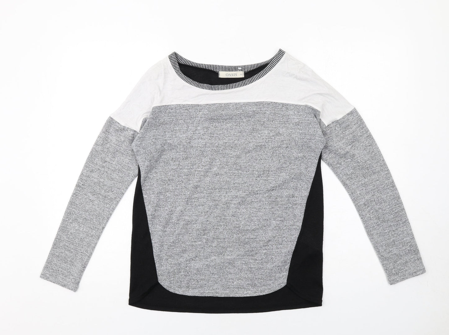 Oasis Womens Grey Round Neck Polyester Pullover Jumper Size XS