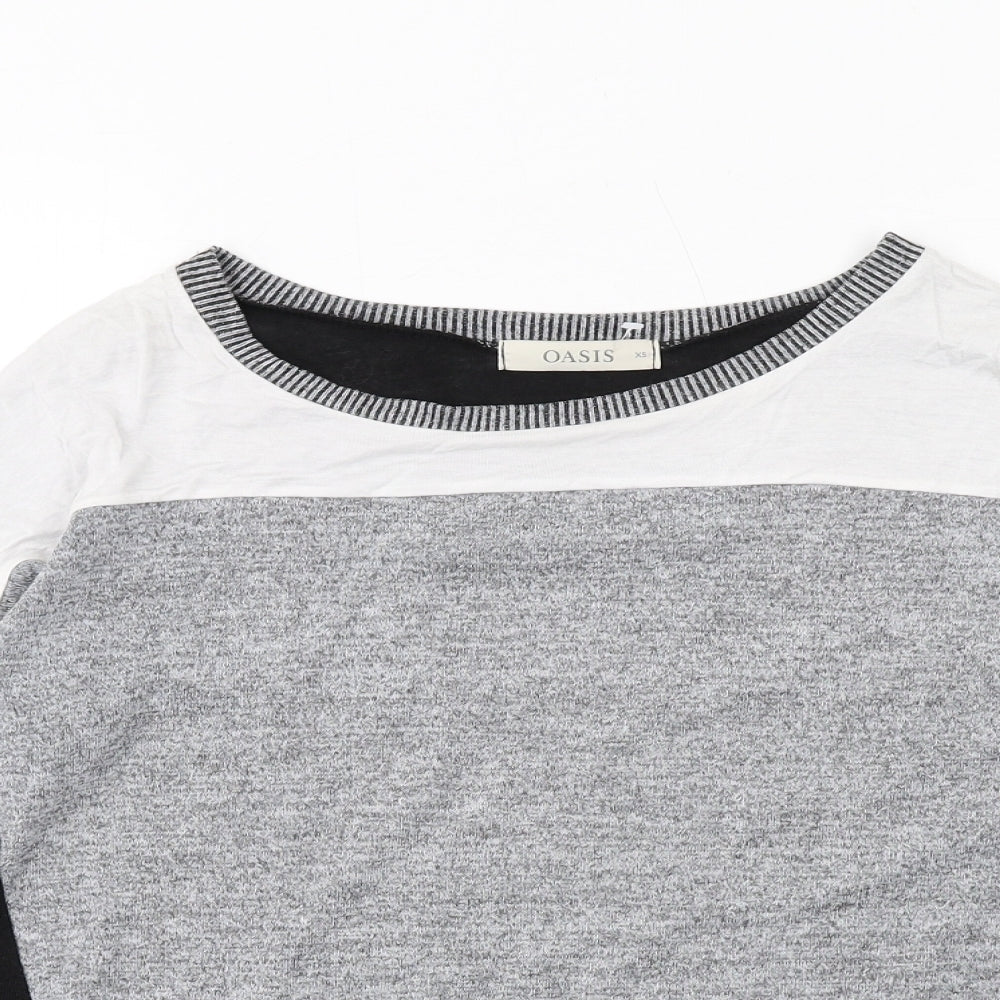 Oasis Womens Grey Round Neck Polyester Pullover Jumper Size XS