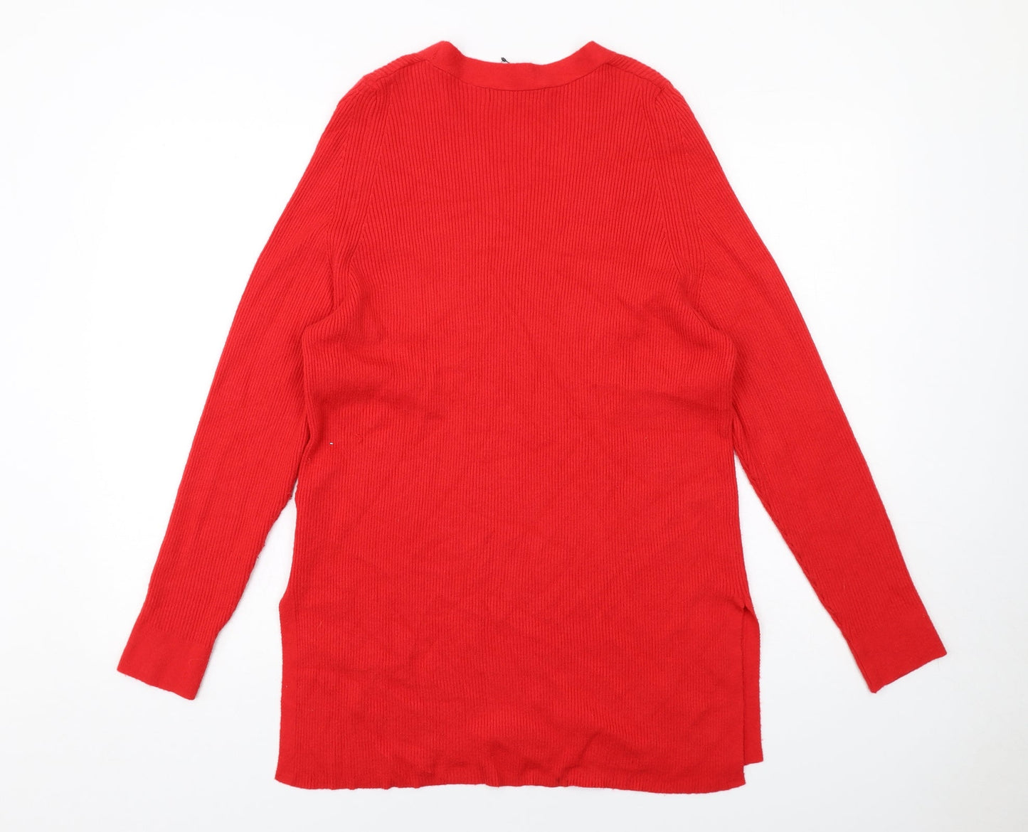 Marks and Spencer Womens Red V-Neck Viscose Pullover Jumper Size 12