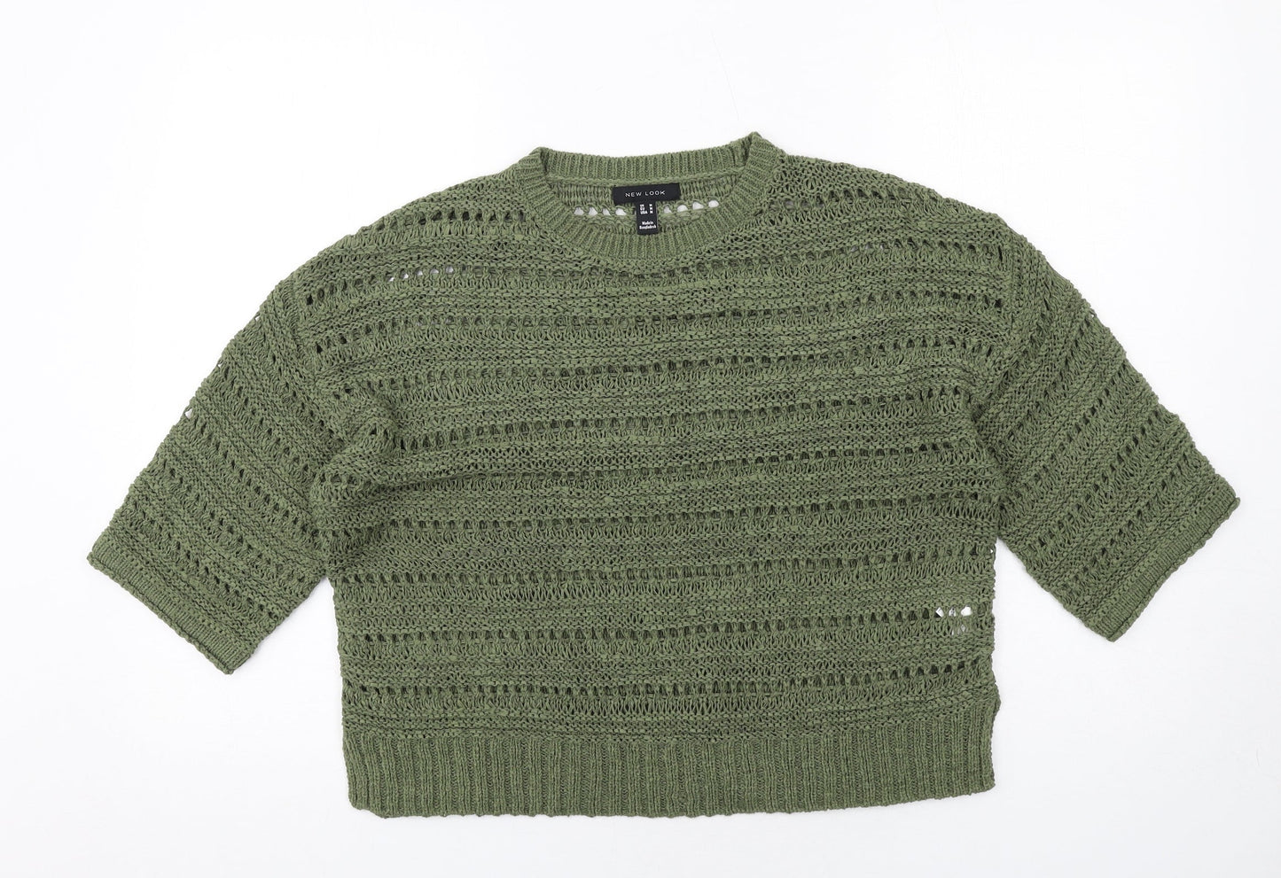 New Look Womens Green Round Neck Acrylic Pullover Jumper Size M