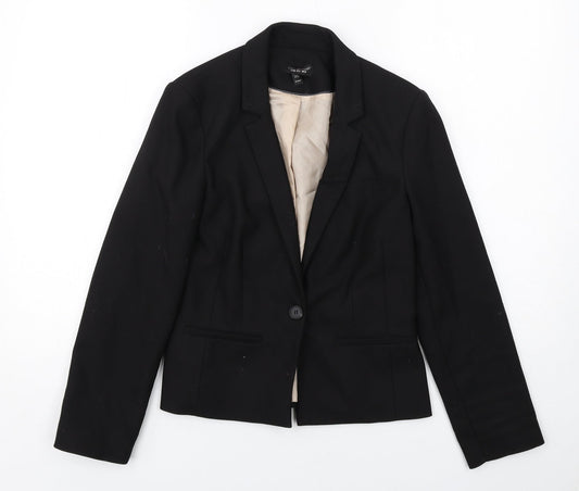 Topshop Womens Black Polyester Jacket Suit Jacket Size 10