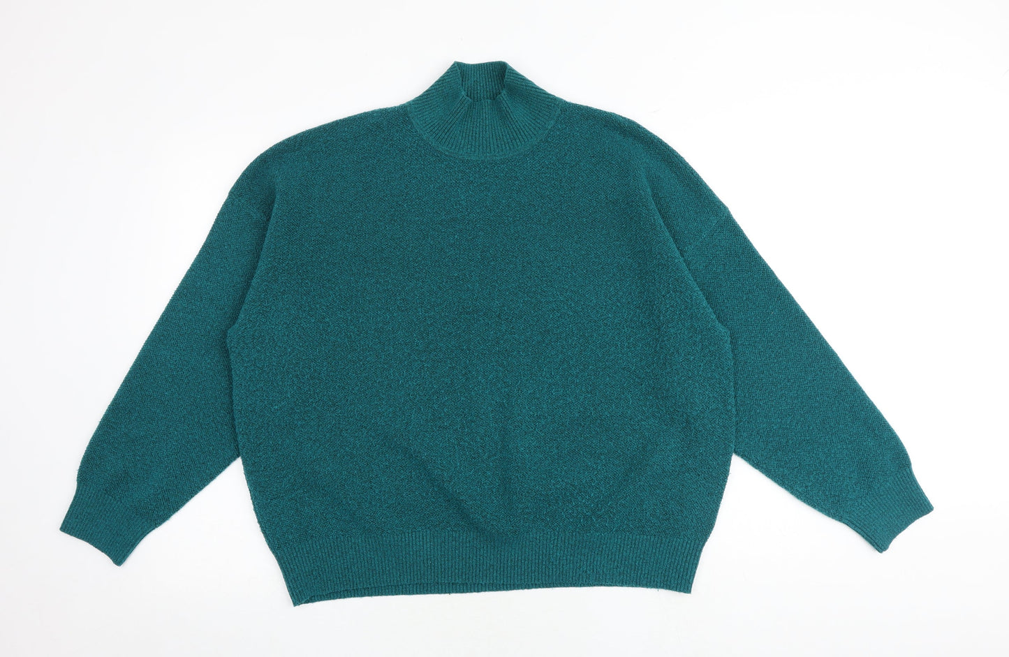 Marks and Spencer Womens Green Mock Neck Polyester Pullover Jumper Size L