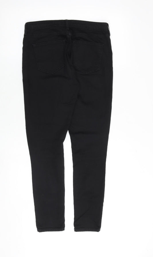 Topshop Womens Black Cotton Skinny Jeans Size 30 in Regular Zip