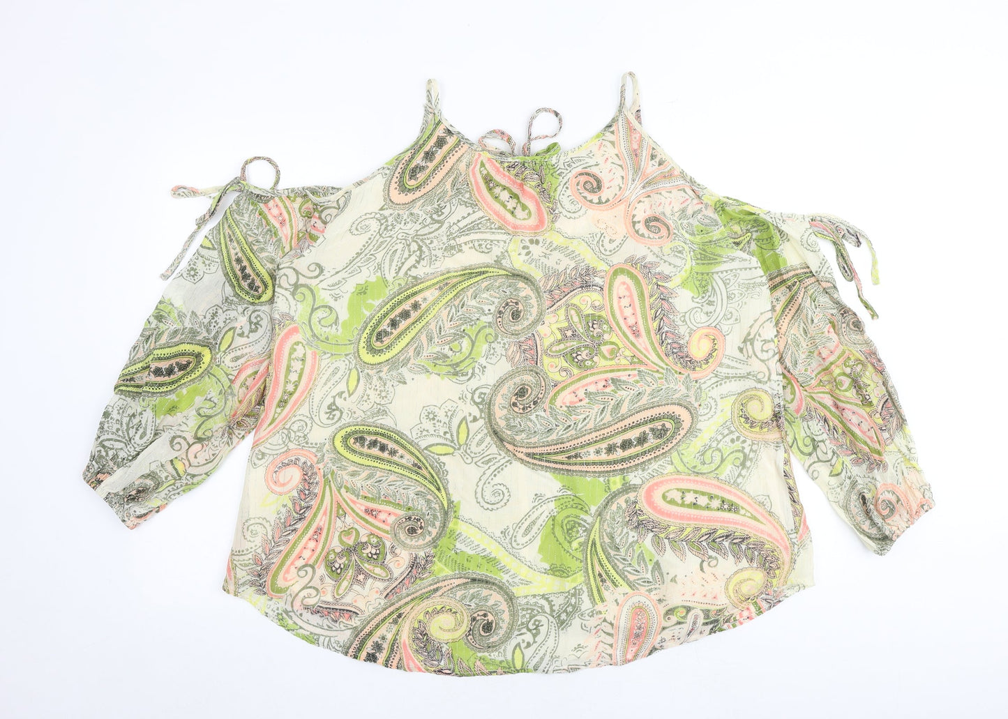 NEXT Womens Multicoloured Paisley Viscose Basic Blouse Size 14 Round Neck - Cold Shoulder