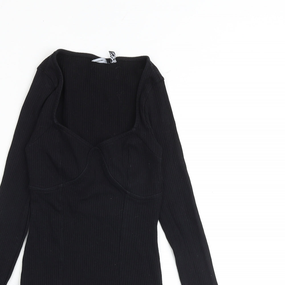 ASOS Womens Black Cotton Bodysuit One-Piece Size 6 Snap
