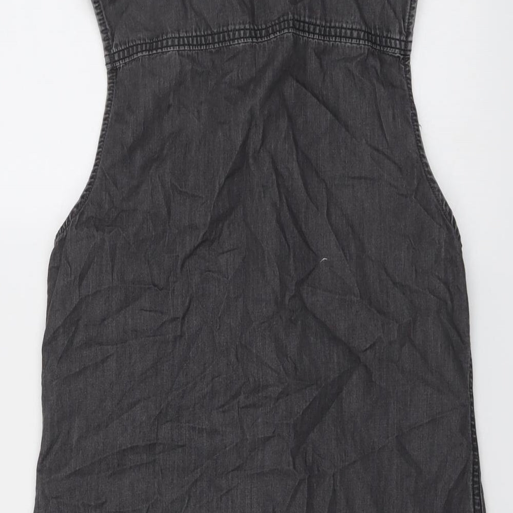 H&M Womens Grey Cotton Basic Button-Up Size 10 Collared