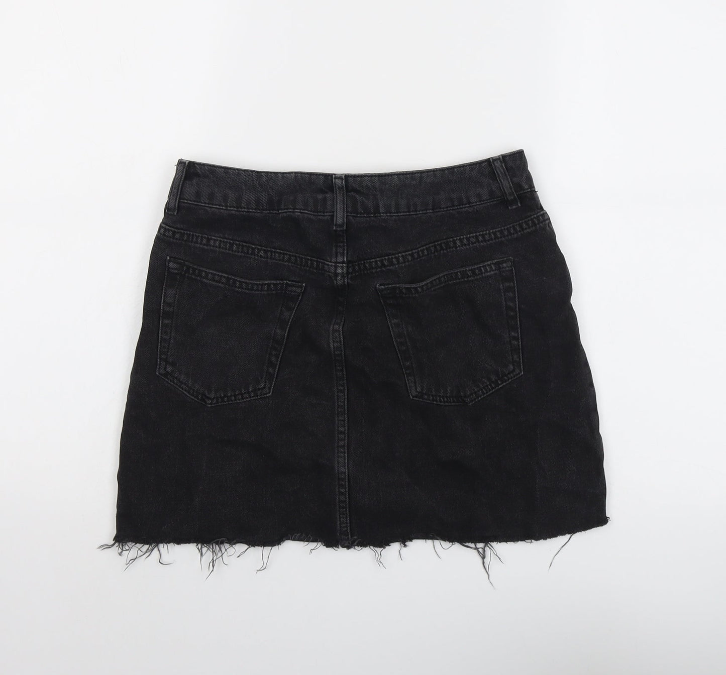 Topshop Womens Grey Cotton Mini Skirt Size 10 Button