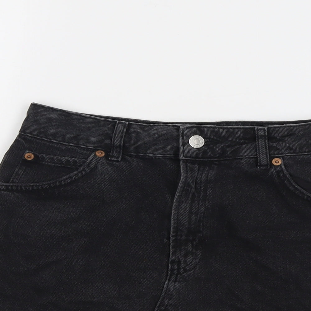Topshop Womens Grey Cotton Mini Skirt Size 10 Button