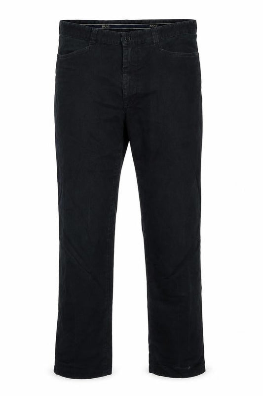 Boss Mens Blue Cotton Trousers Size 32 in L34 in Regular Button