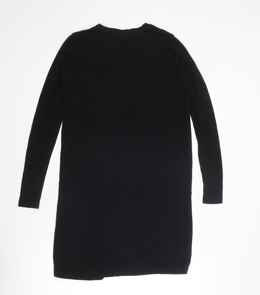 FADAK Womens Black Viscose Jumper Dress Size S Round Neck Pullover
