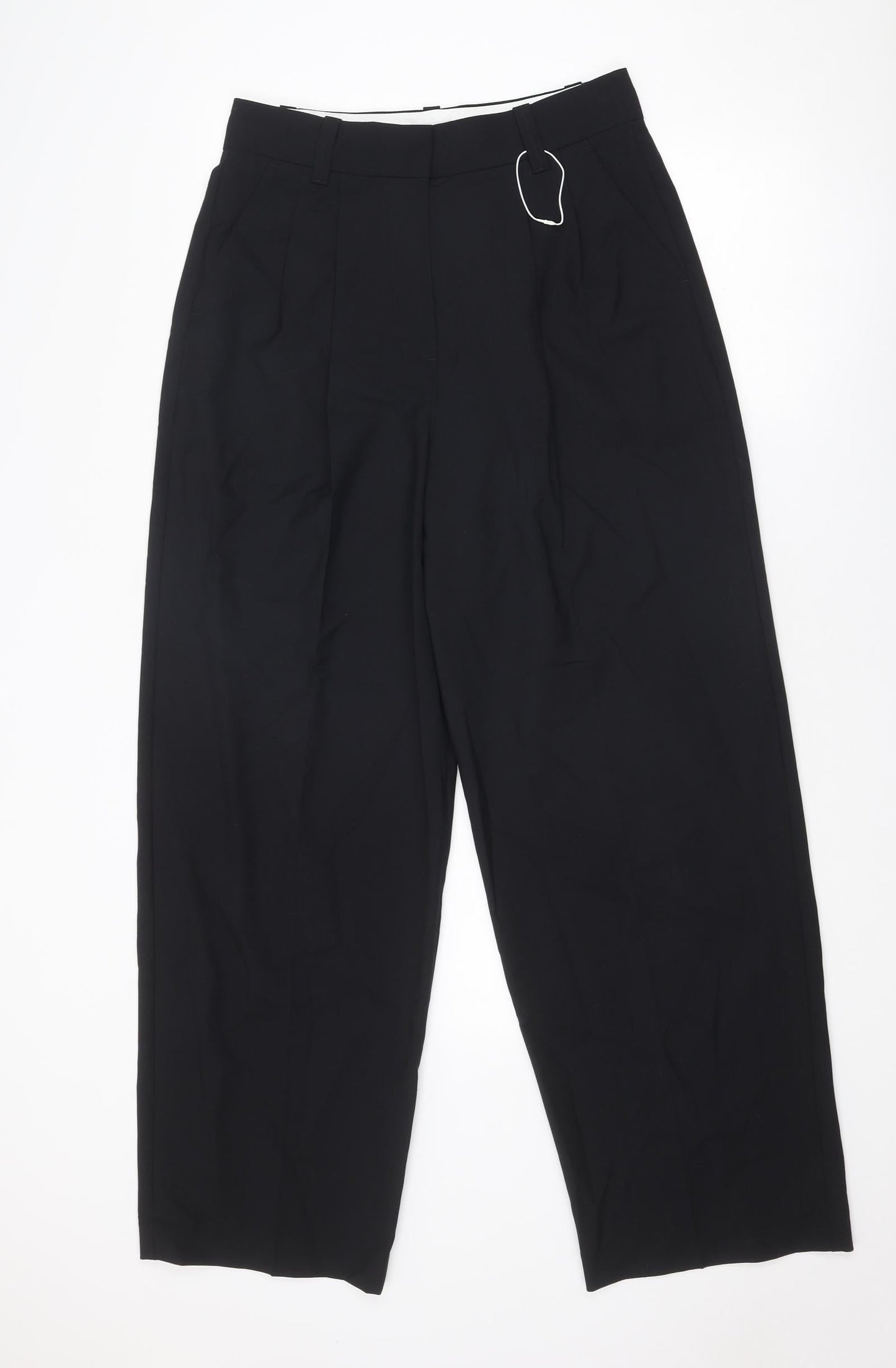 Marks and Spencer Womens Black Polyester Trousers Size 12 Regular Zip