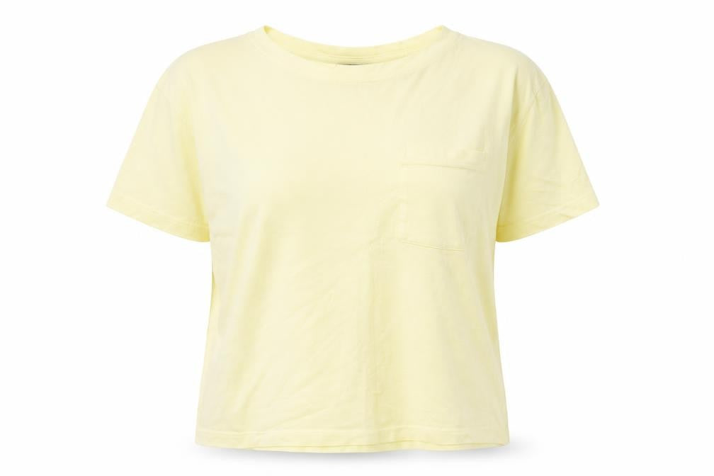 New Look Womens Yellow Cotton Basic T-Shirt Size 8 Boat Neck