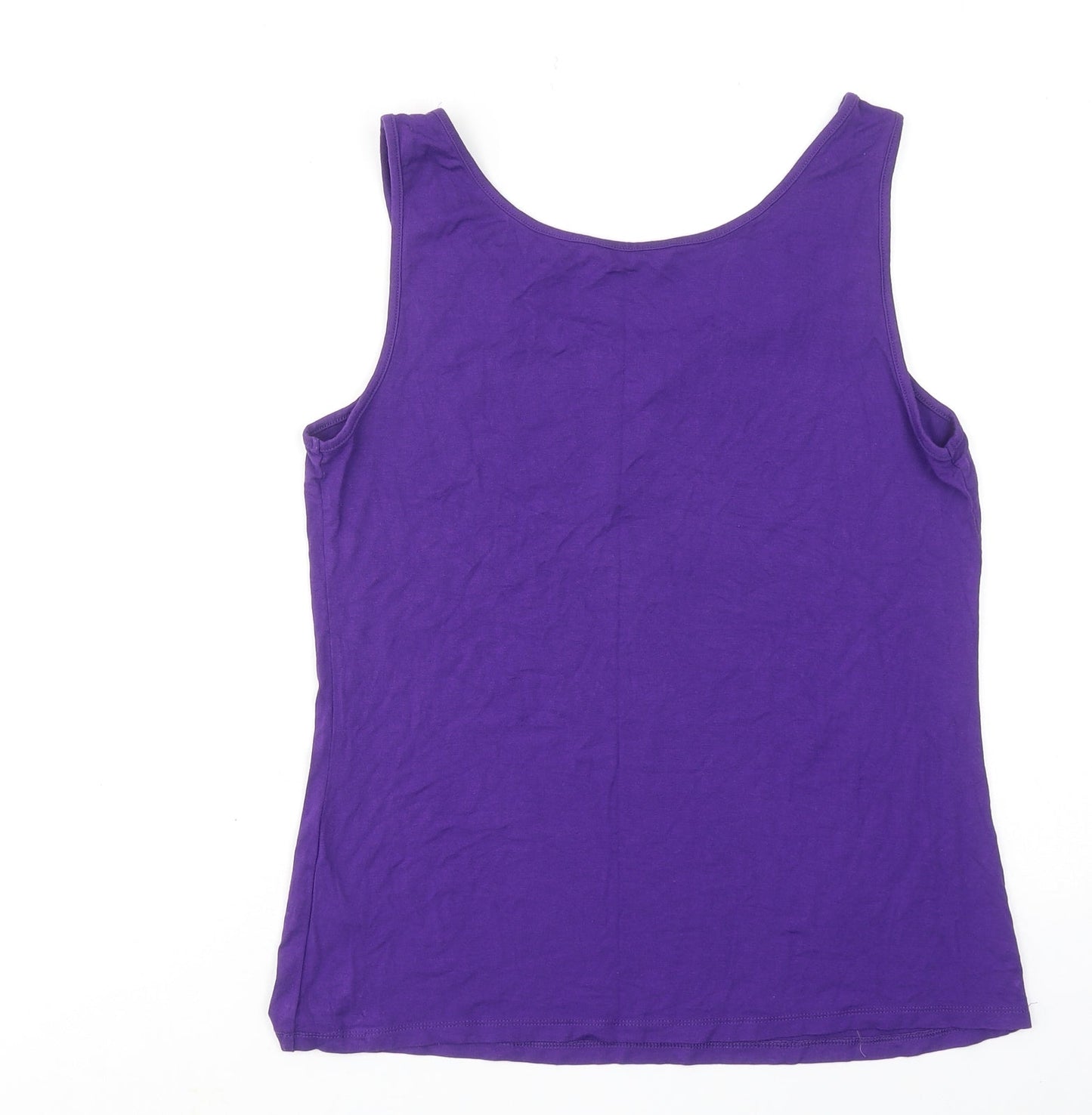 Marks and Spencer Womens Purple Viscose Basic Tank Size 10 Scoop Neck