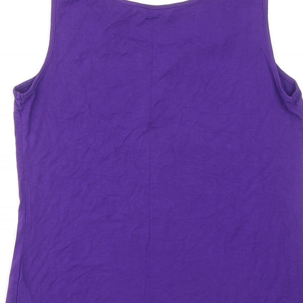 Marks and Spencer Womens Purple Viscose Basic Tank Size 10 Scoop Neck