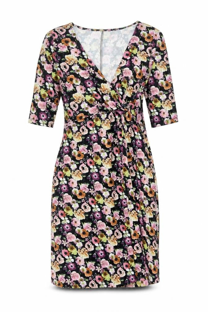 H&M Womens Multicoloured Floral Viscose A-Line Size S V-Neck Pullover