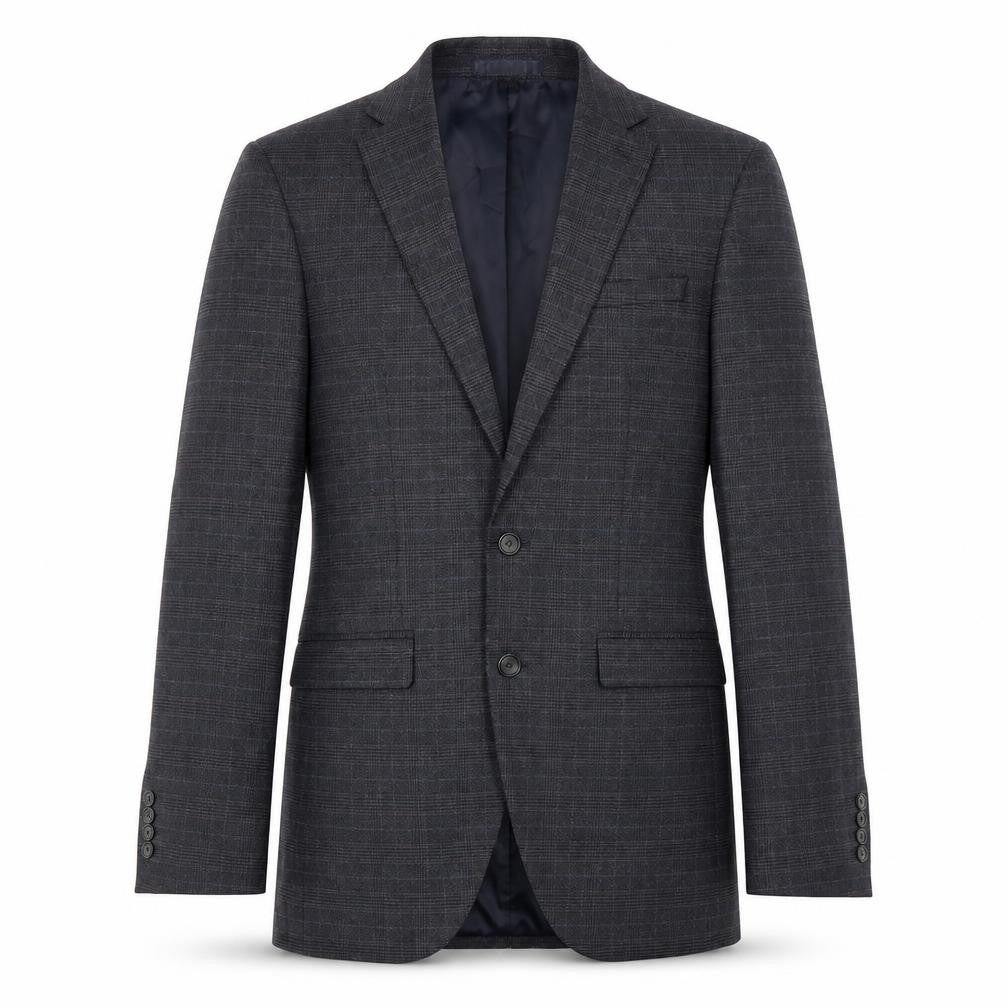 Marks and Spencer Mens Blue Plaid Polyester Jacket Suit Jacket Size 36 Regular