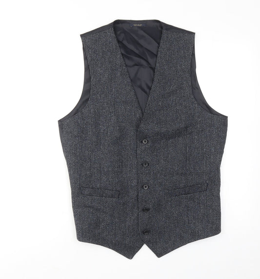 Marks and Spencer Mens Blue Wool Jacket Suit Waistcoat Size 40 Regular