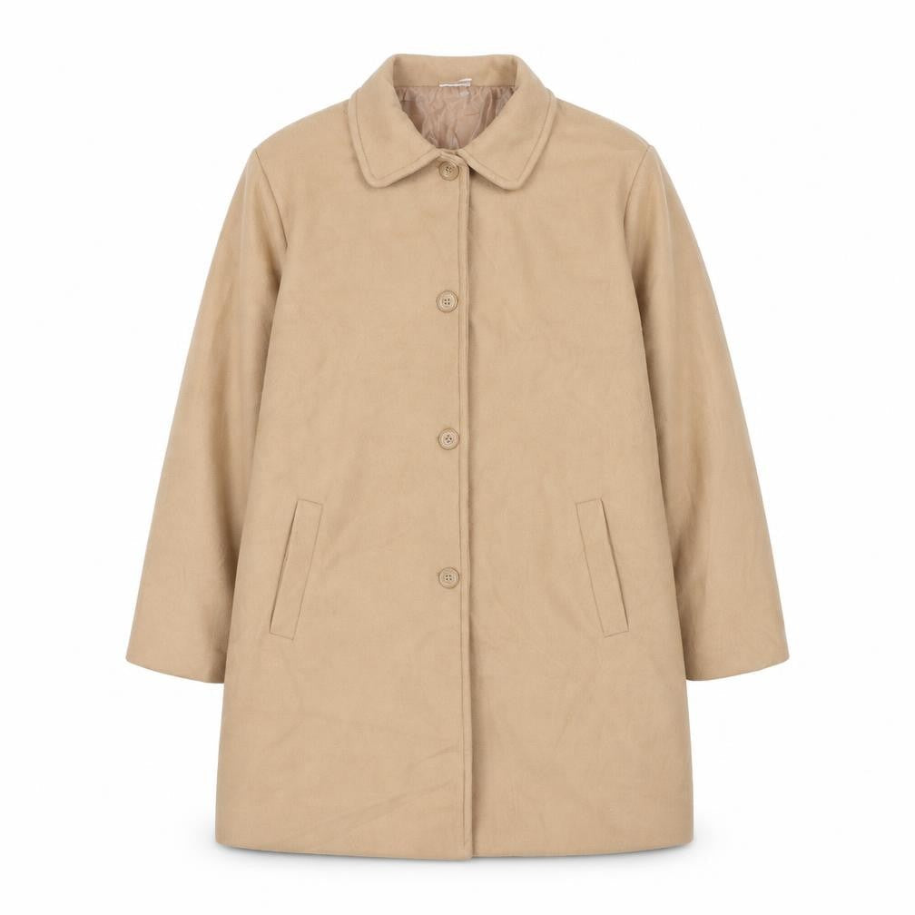 Neuville Womens Beige Overcoat Coat Size 14 Button