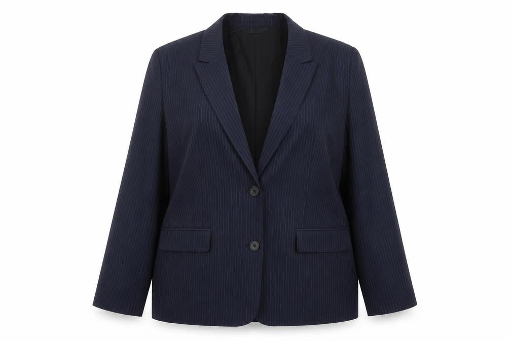 Marks and Spencer Womens Blue Pinstripe Polyester Jacket Suit Jacket Size 18