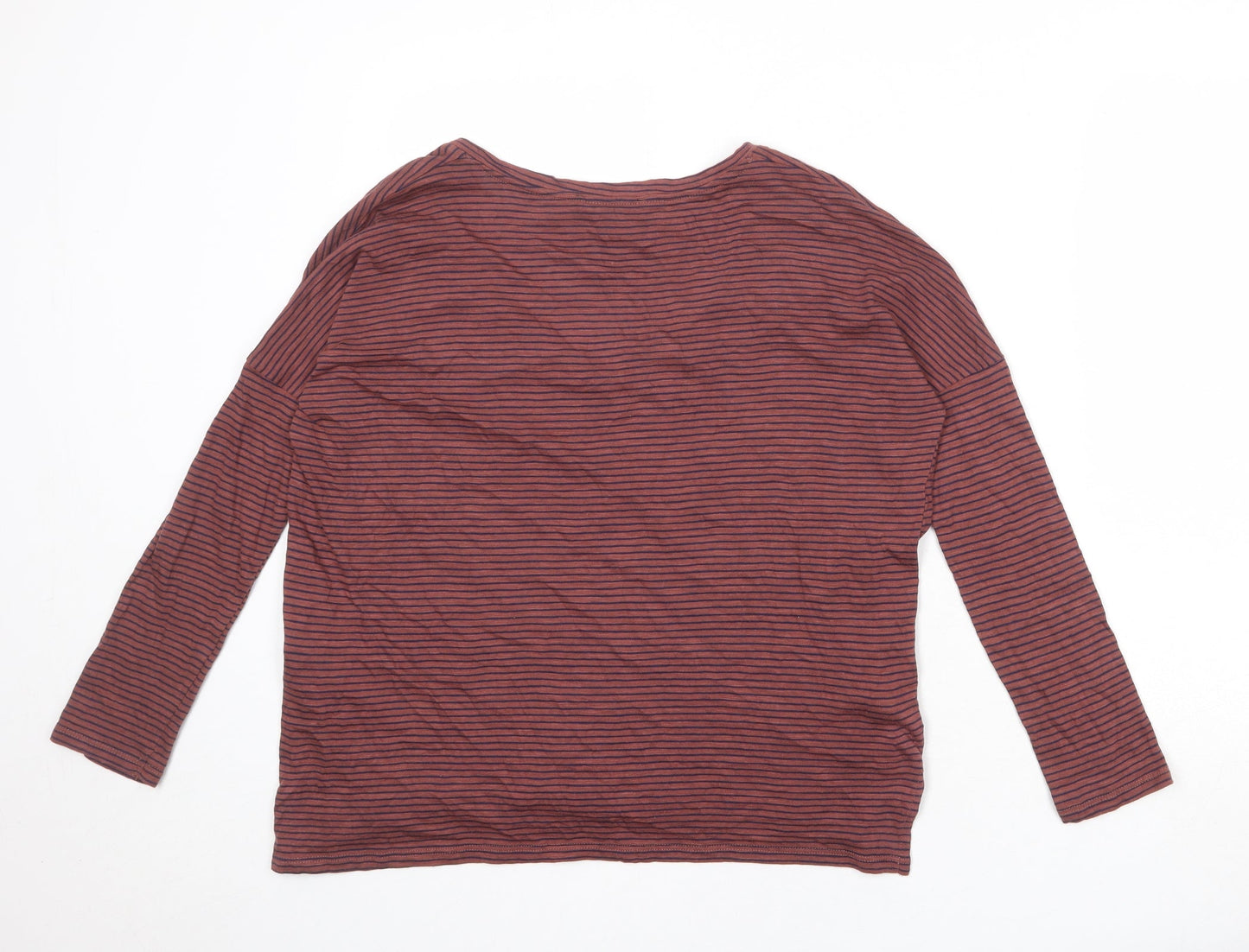 Zara Womens Pink Striped 100% Cotton Basic Blouse Size S V-Neck