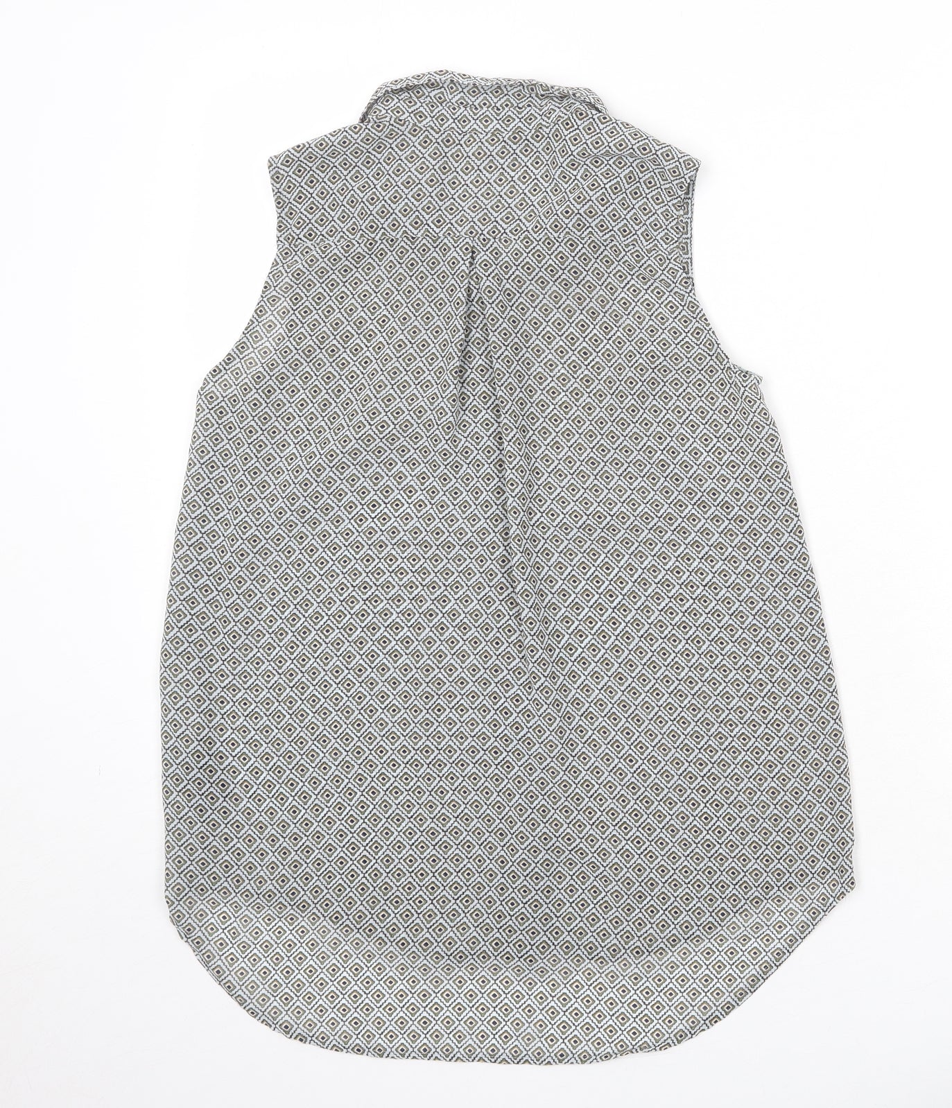H&M Womens Multicoloured Geometric Polyester Basic Button-Up Size 8 Collared