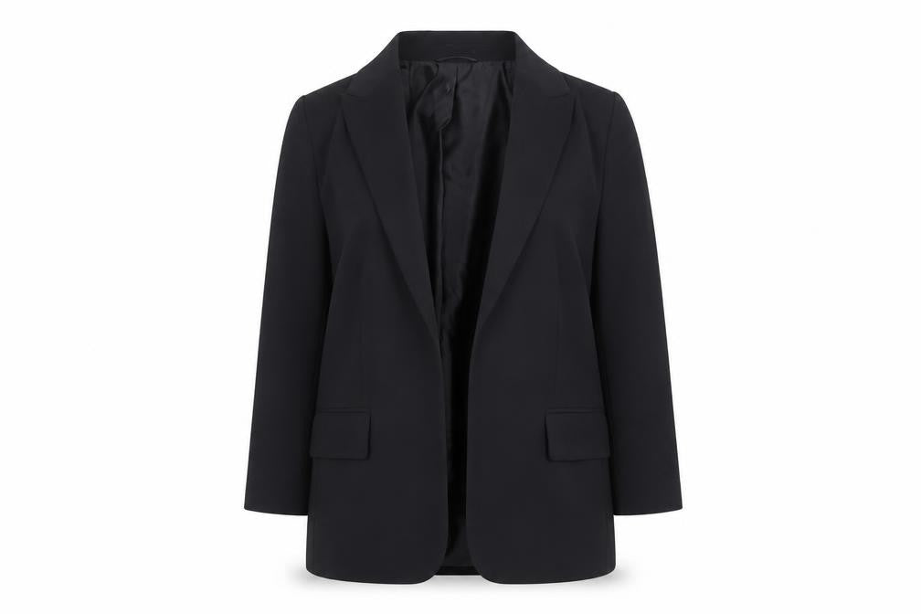 Marks and Spencer Womens Black Herringbone Polyester Jacket Blazer Size 14