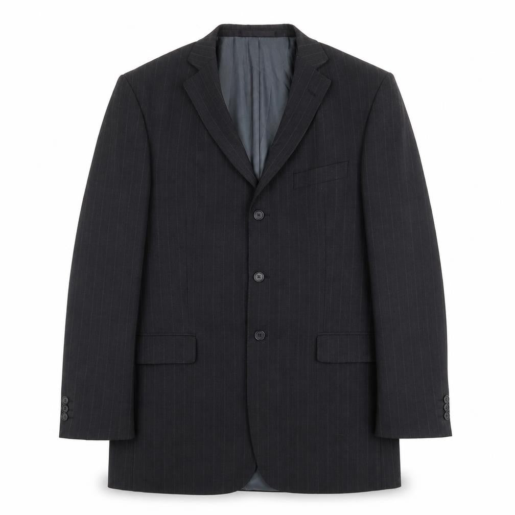 Marks and Spencer Mens Grey Striped Polyester Jacket Suit Jacket Size 42 Regular