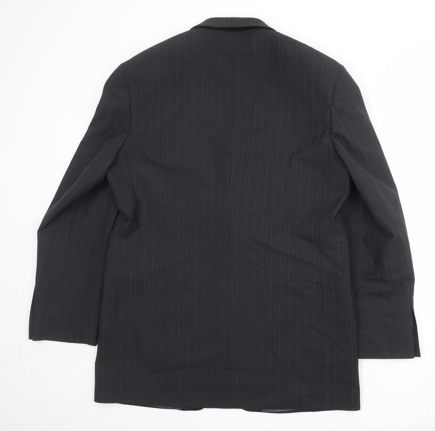 Marks and Spencer Mens Grey Striped Polyester Jacket Suit Jacket Size 42 Regular
