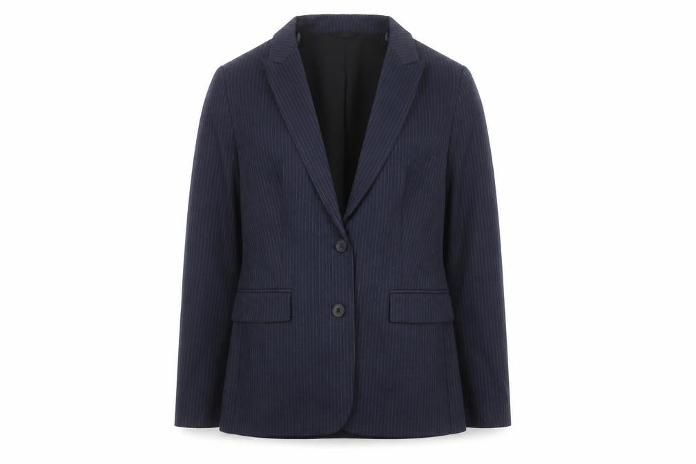 Marks and Spencer Womens Blue Pinstripe Polyester Jacket Suit Jacket Size 14