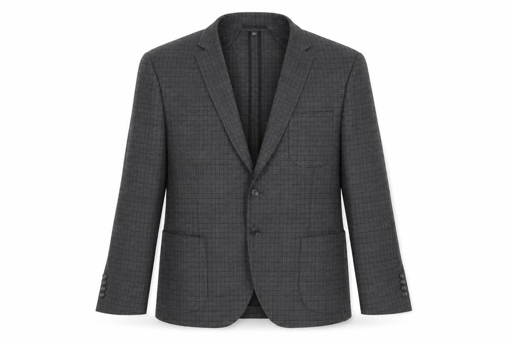 Marks and Spencer Mens Grey Plaid Polyester Jacket Suit Jacket Size 46 Regular