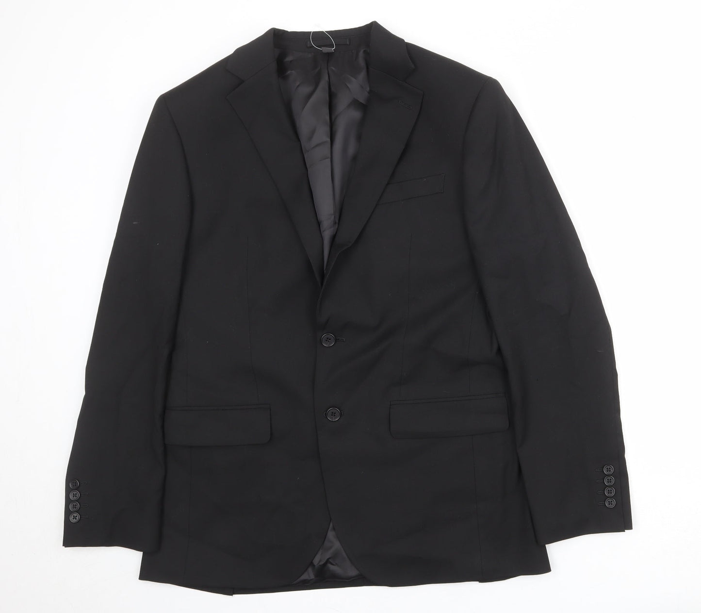 Marks and Spencer Mens Black Polyester Jacket Suit Jacket Size 38 Regular