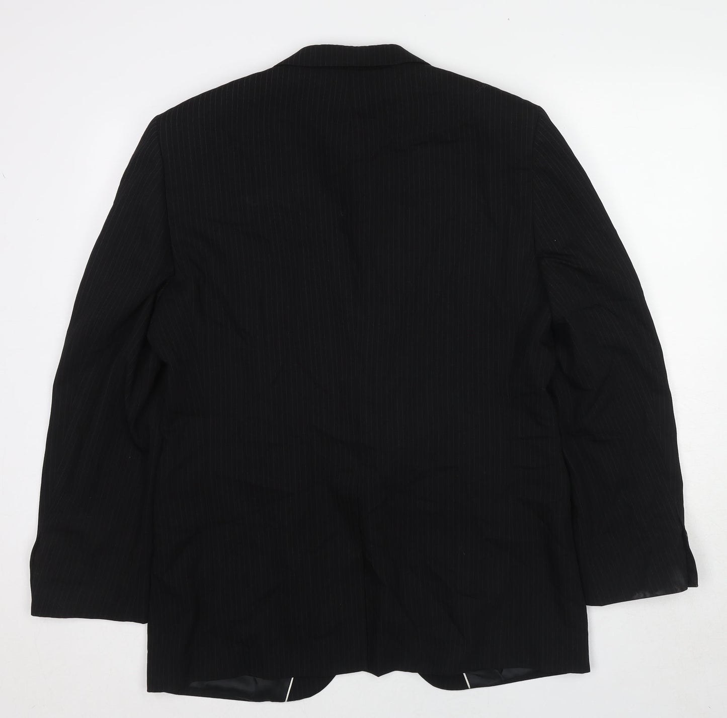 River Island Mens Black Striped Polyester Jacket Suit Jacket Size 42 Regular
