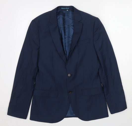 Marks and Spencer Mens Blue Polyester Jacket Suit Jacket Size 38 Regular