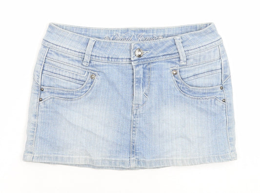 Vivid Girls Blue Cotton Mini Skirt Size 6 Years Regular Zip