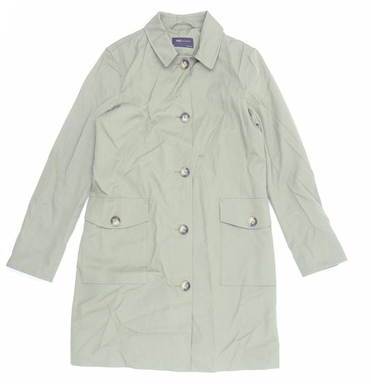 Marks and Spencer Womens Green Trench Coat Coat Size 10 Button