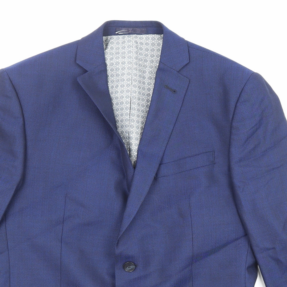 Racing Green Mens Blue Wool Jacket Suit Jacket Size 40 Regular