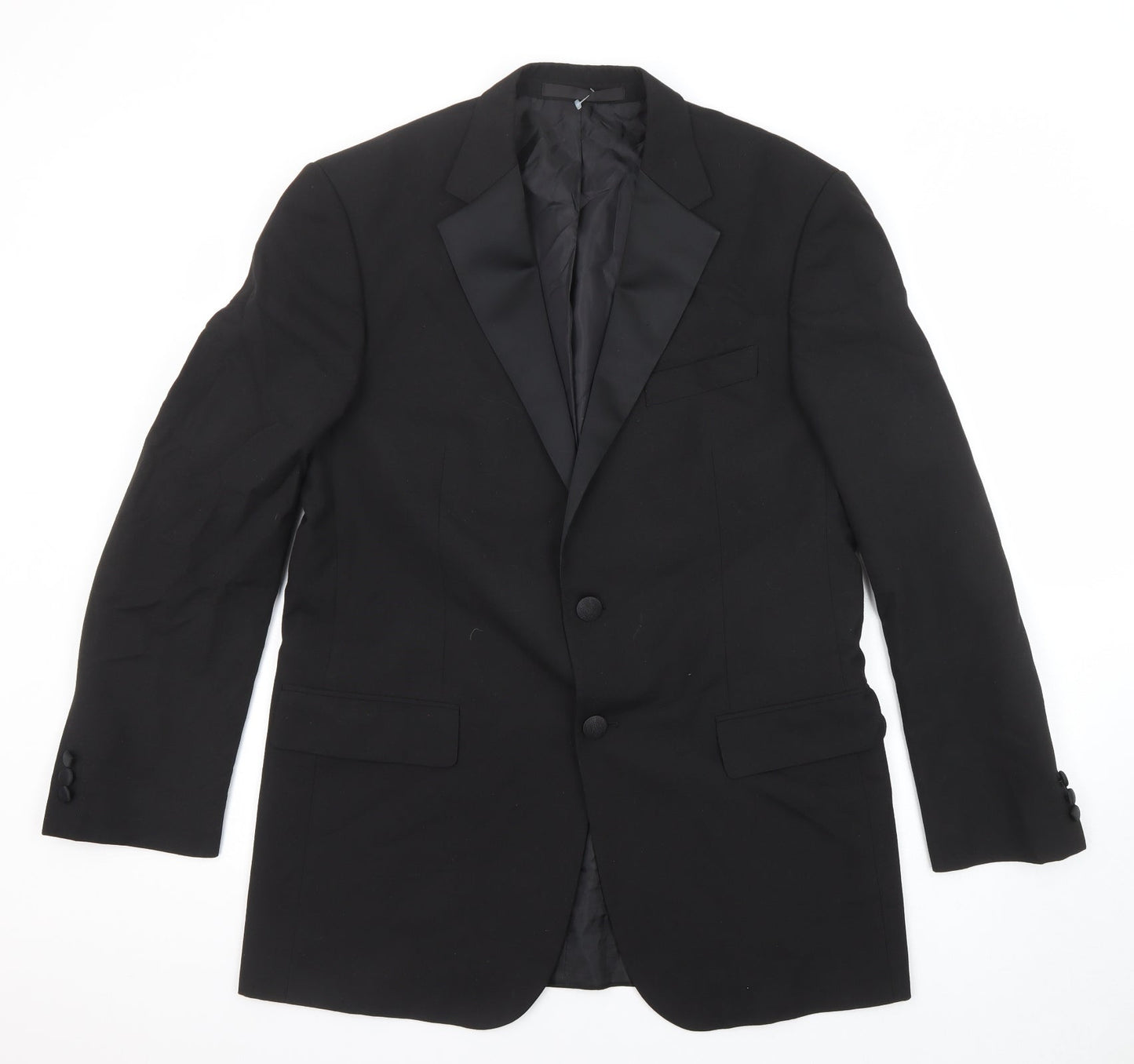 Marks and Spencer Mens Black Polyester Tuxedo Suit Jacket Size 40 Regular