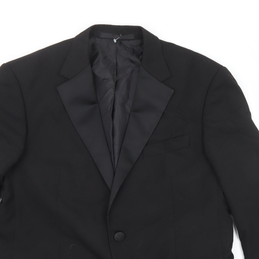 Marks and Spencer Mens Black Polyester Tuxedo Suit Jacket Size 40 Regular