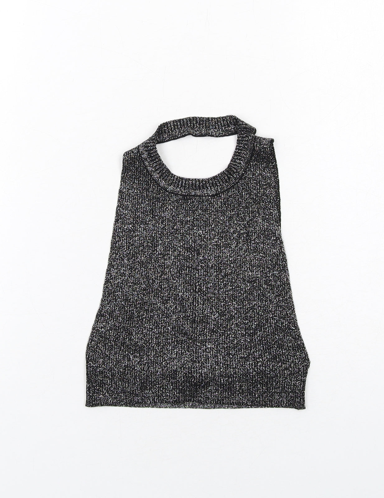 Zara Womens Black Polyester Cropped Blouse Size S Round Neck