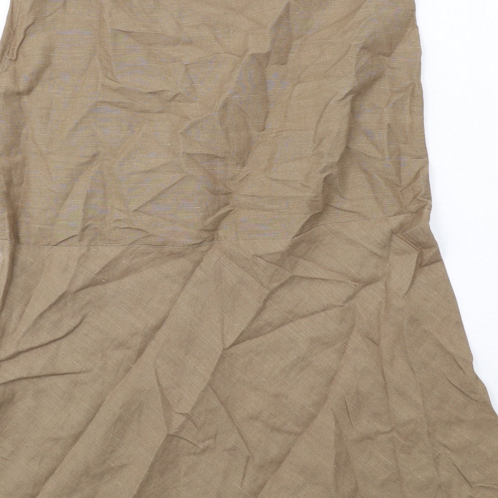 Off Shoot Womens Brown Hemp A-Line Skirt Size 12 Zip