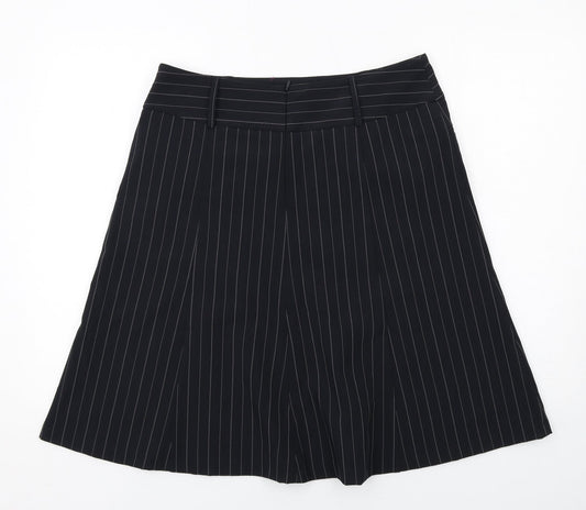 South Womens Blue Striped Polyester Swing Skirt Size 14 Zip