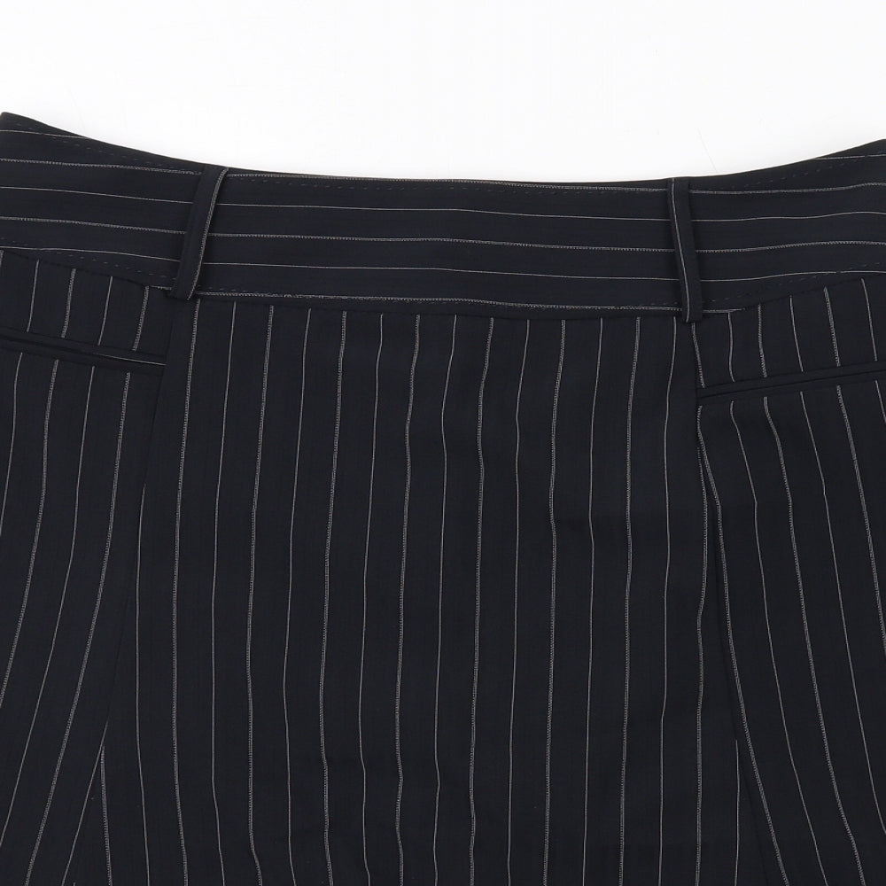 South Womens Blue Striped Polyester Swing Skirt Size 14 Zip