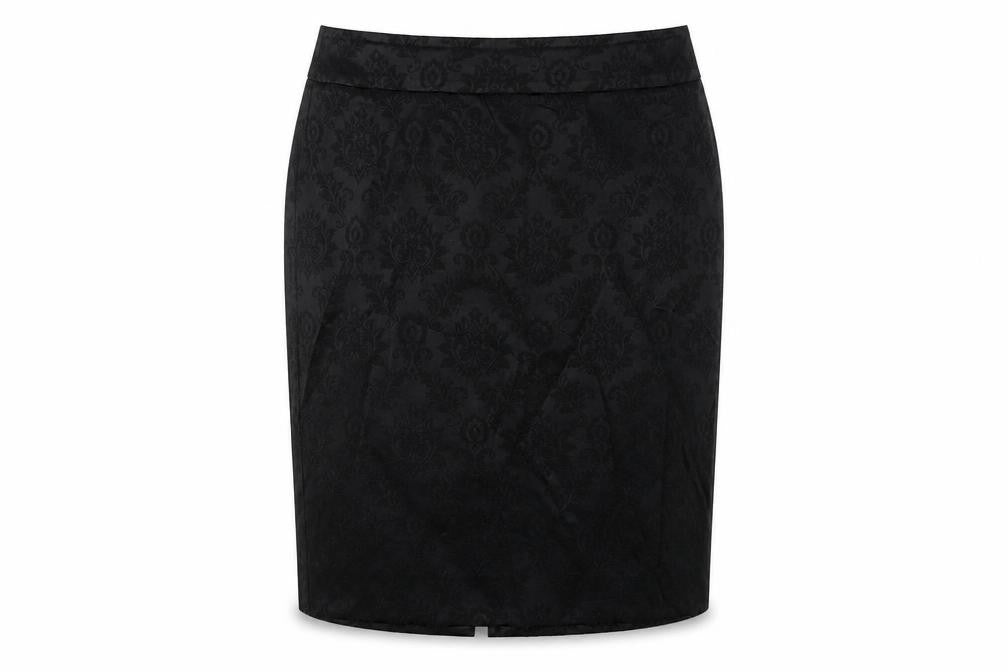 Warehouse Womens Black Floral Acetate Straight & Pencil Skirt Size 10 Zip