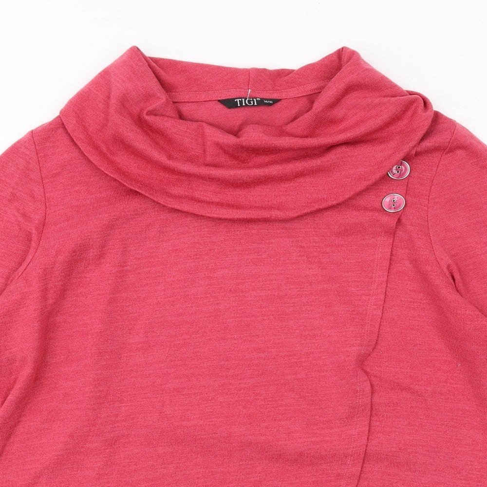 TIGI Womens Pink Roll Neck Polyester Pullover Jumper Size 14