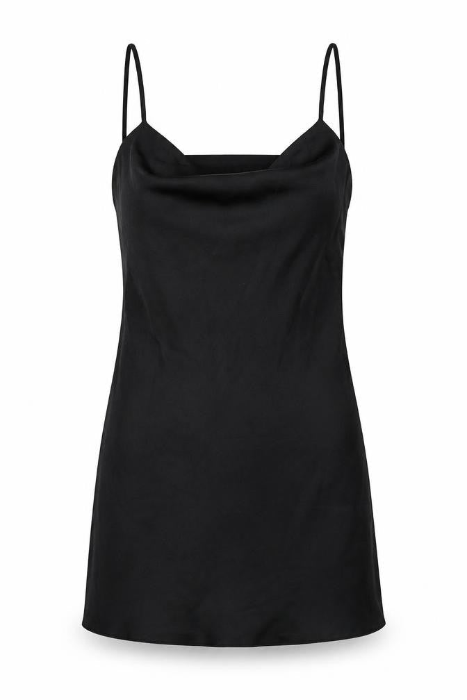 Front view of Miss Selfridge women’s black polyester mini, size UK 8, cowl neck pullover