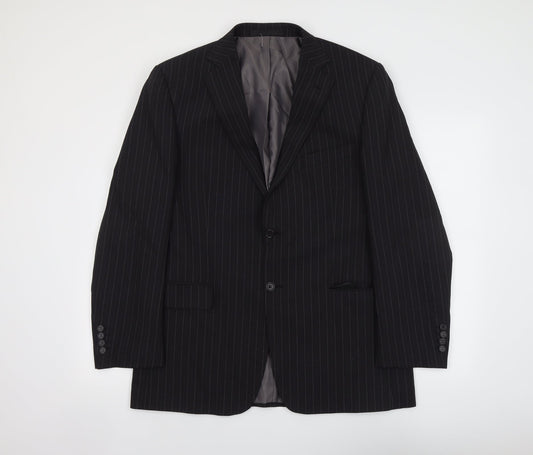 Marks and Spencer Mens Grey Striped Polyester Jacket Suit Jacket Size 42 Regular