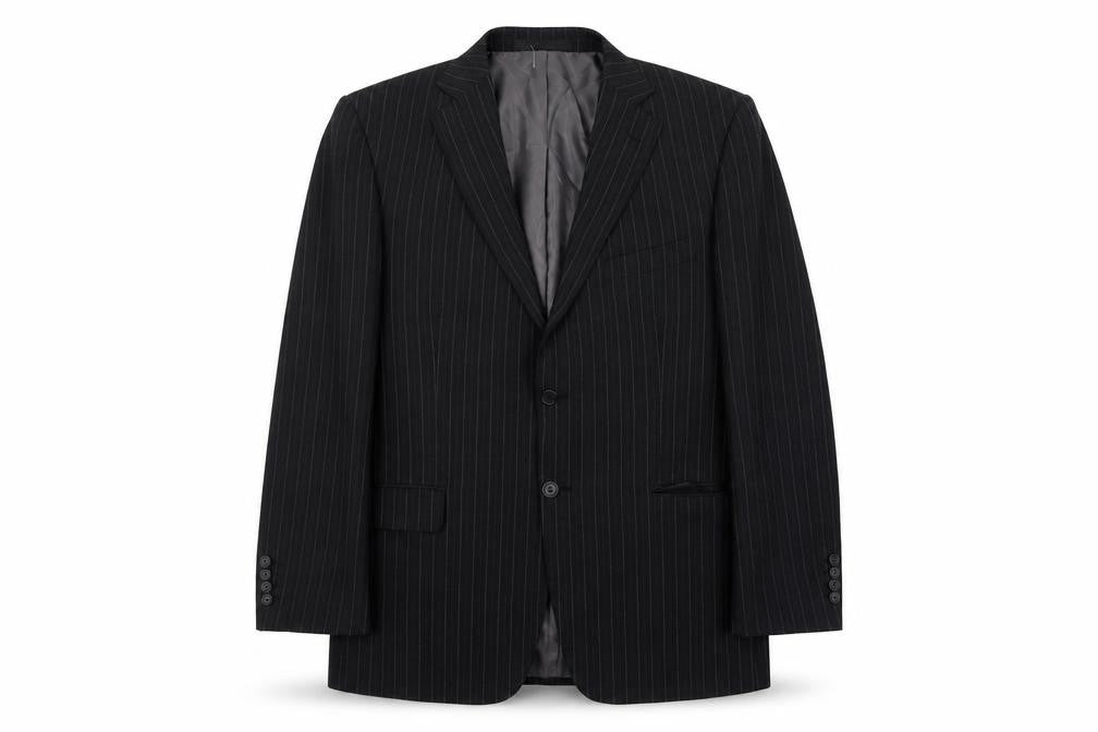Marks and Spencer Mens Grey Striped Polyester Jacket Suit Jacket Size 42 Regular