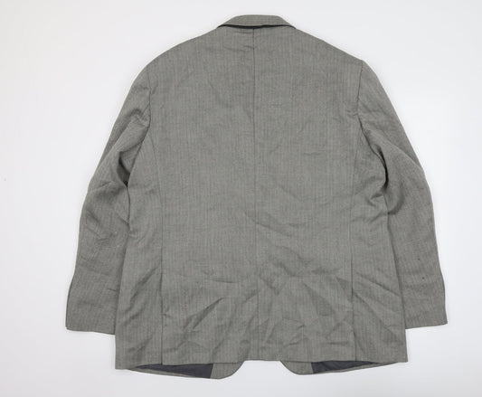 Marks and Spencer Mens Grey Striped Polyester Jacket Suit Jacket Size 46 Regular