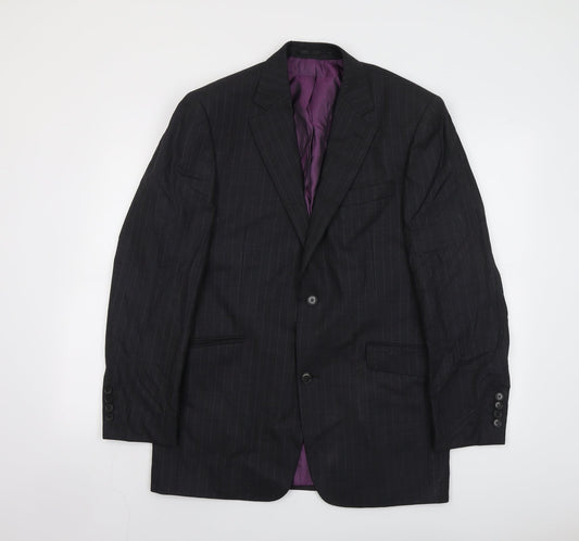 Racing Green Mens Grey Striped Wool Jacket Suit Jacket Size 42 Regular