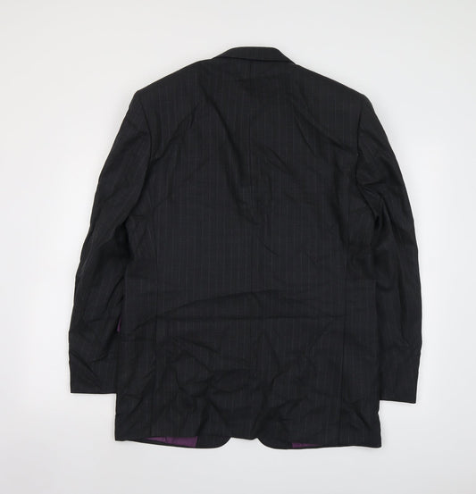 Racing Green Mens Grey Striped Wool Jacket Suit Jacket Size 42 Regular